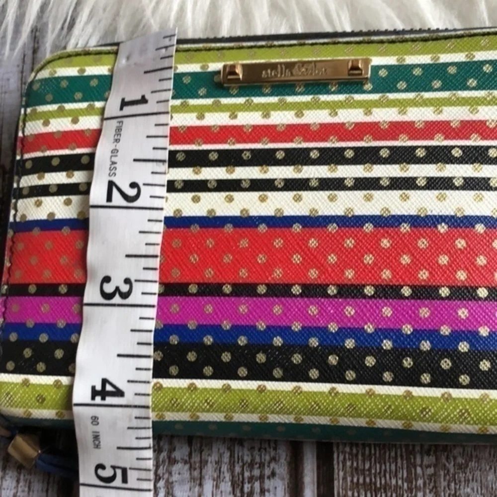 Stella & Dot polka dot striped wallet